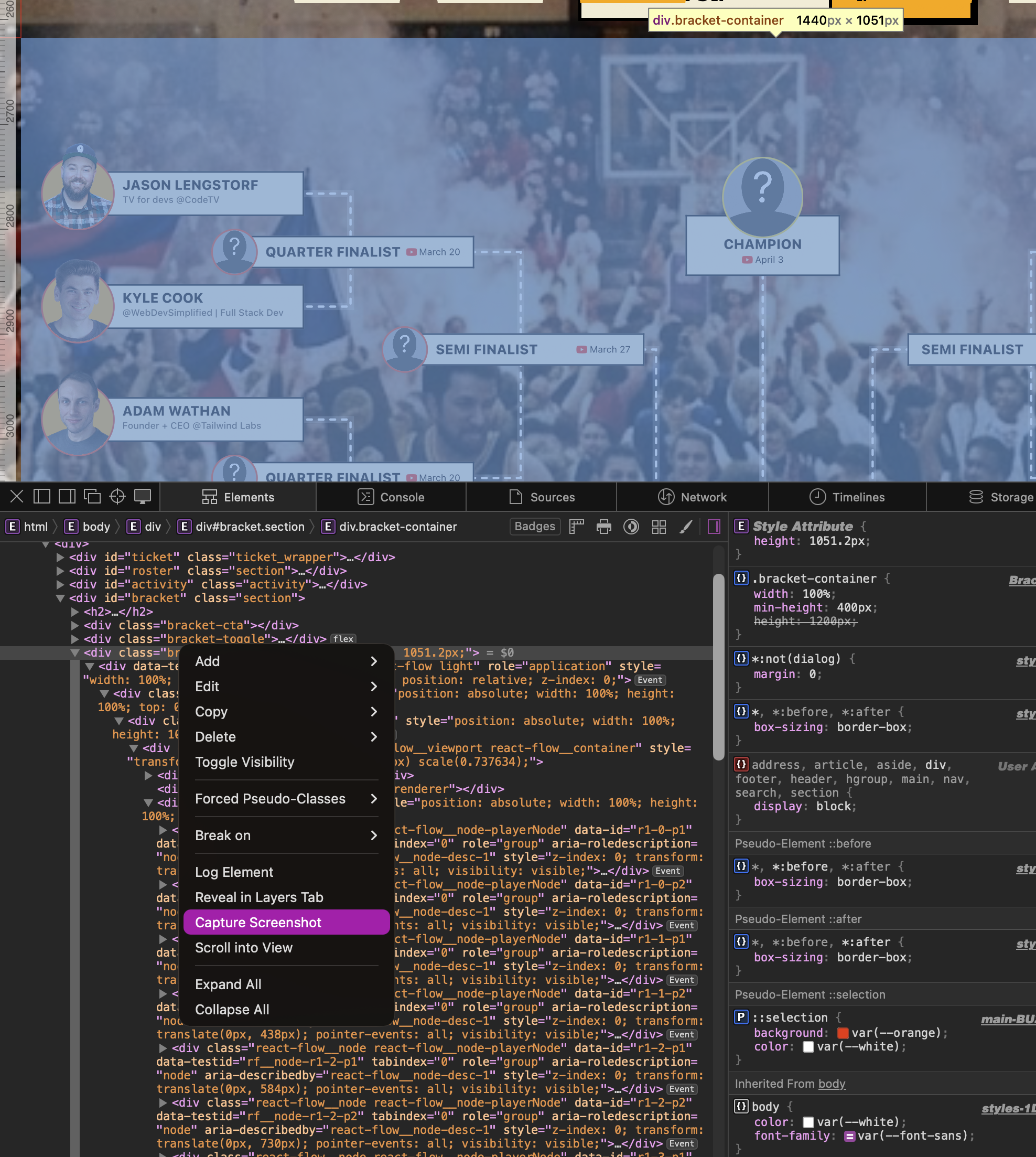 Safari lets you screenshot elements with a transparent background. HANDY!